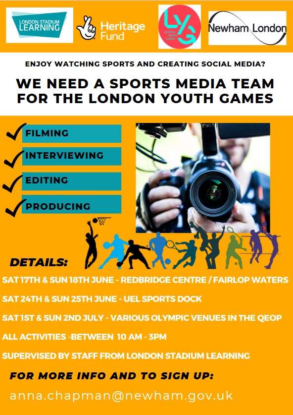 Are you 11+ years old? Be part of our Sports Media Team for the London Youth Games in June and July 2023