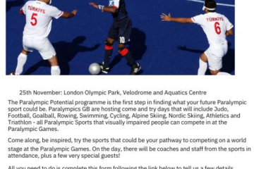 Discover your Paralympic Potential? Join this event at the Olympic Park Saturday 25th November 2023