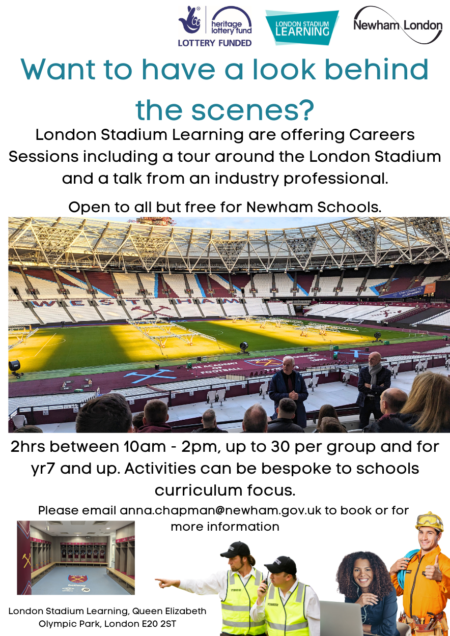Join us for a careers tour at the London Stadium. Free for Newham schools