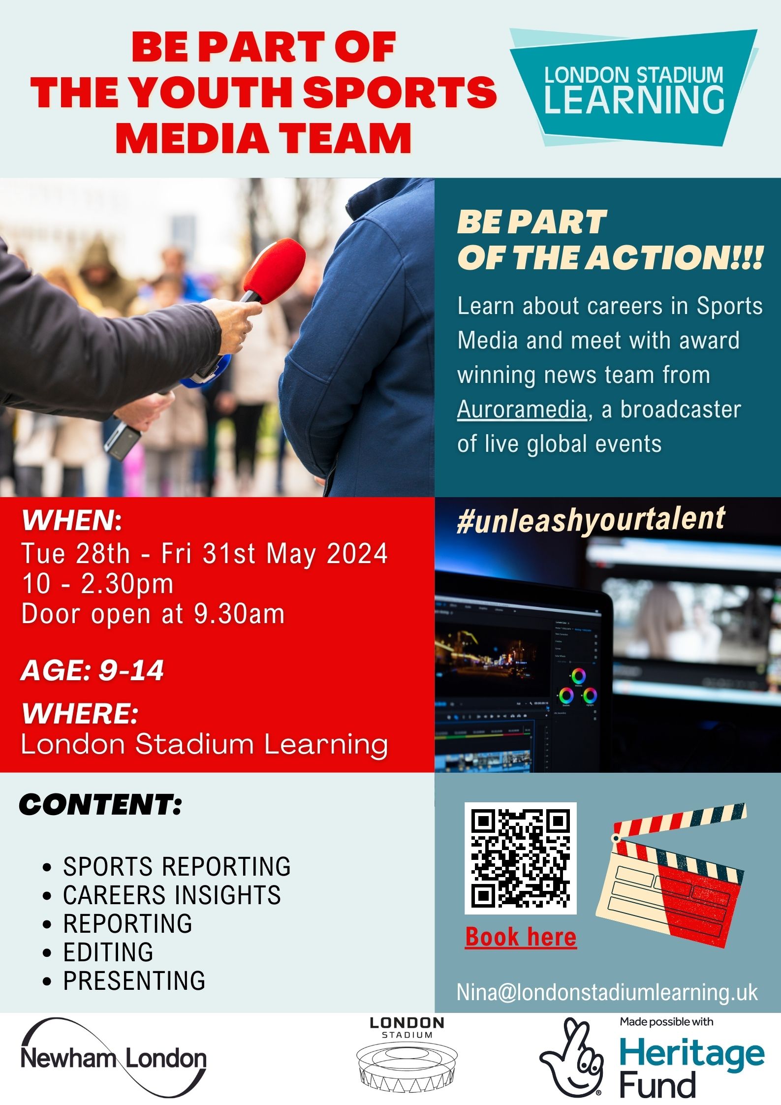 Be part of the action, summer holiday course